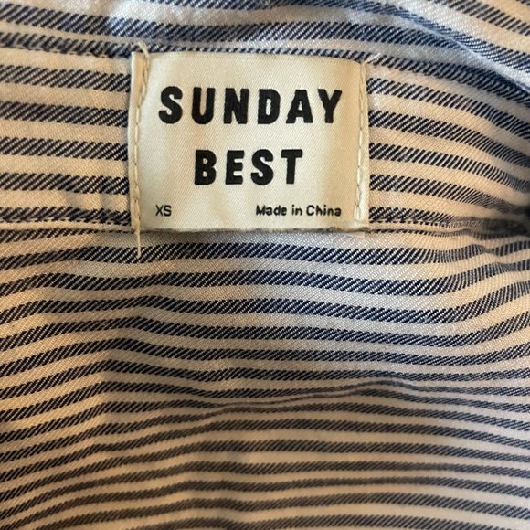 Sunday Best Blouse XS Blue and White Stripes - Picture 3 of 4